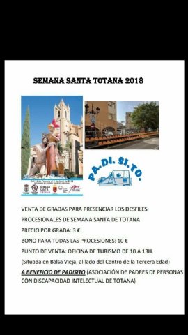 A la venta los tickets para presenciar las procesiones en la gradas. A beneficio de PADISITO. 